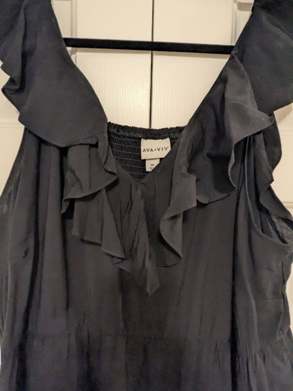 AVA & VIV Black Tiered Ruffle Maxi Dress – Size 2X – Sleeveless - Picture 3 of 4